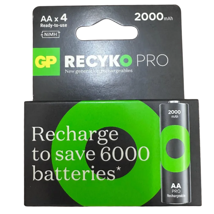 4 סוללות 2000 AA NiMH recyko pro