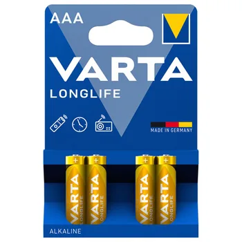 4 סוללות Varta Alkaline AAA LR03 1.5V LONGLIFE